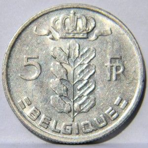 Belgium 1965 Nickel 5 Francs 5 Frank KM 134 1 AU