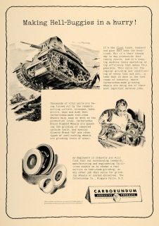 1942 Ad Carborundum Co Diamond Wheels Tanks Bombers