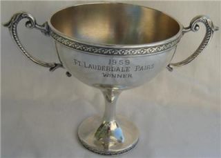 Vintage LOVING CUP TROPHY 1959 FT. LAUDERDALE PAIRS WINNER Prize DODGE