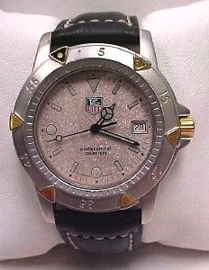 TAG HEUER SWISS 200 METER PROFESSIONAL DATE GOLD & STEEL LEATHER BAND