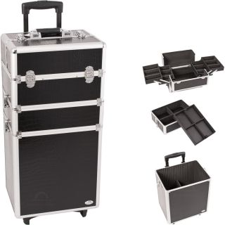 Rolling Makeup Case Box with Divider Organizer 2 Wheels C615
