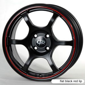 Rota Boost 16x7 4x100 ET40 Black Red Lip Rims Wheels