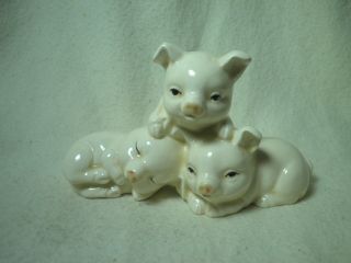 Vintage Papel Playful Piglets Porcelain Figurine Pig Three Little Pigs