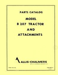 Allis Chalmers B 207 B207 Tractor and Attachments Parts Catalog Manual