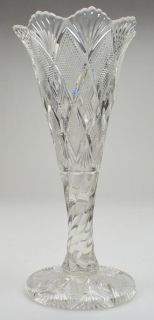 Duncan Miller Panelled Diamond Quartered Block Pattern Vase 12 5 Tall