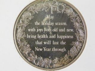 Yuletide Greetings, 1968 Franklin Mint Coaching Scene Coin Medal