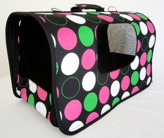 18L Pet Carrier Dog Cat Travel Bag Case Pink Polk Dots