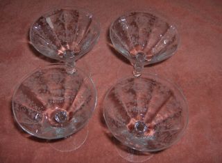 Vntg Fostoria Cambridge Crystal Etch Patterns Sherbet Glasses