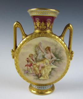 Antique Royal Vienna Vase Abundantia After Rubens Putti Woman Portrait