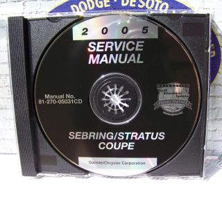2005 Chrysler Sebring Stratus Coupe Service Manual CD