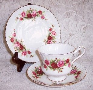 Vintage Paragon English Rose China Tea Trio Cup Saucer Plate 3