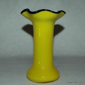 Art Deco Yellow Black Czech Bohemian Art Glass Tango Vase 1190E