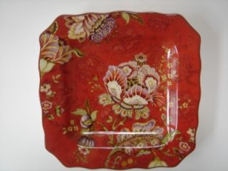 222 Fifth Gabrielle Red Paisley Square Salad Plate S