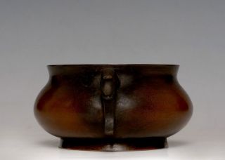 Antique Chinese Qing Dynasty Bronze Incense Burner Censer Signed SHS51