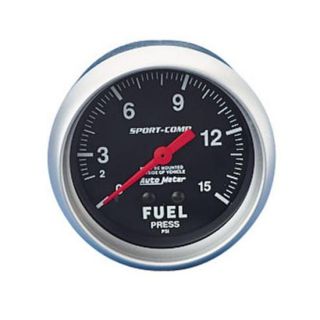 New Auto Meter 2 5 8 Sport Comp Fuel Pressure Gauge Black 0 15 PSI