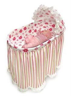 Badger Basket Embrace Bassinet Stripe and Flower Bedding Baby Nursery