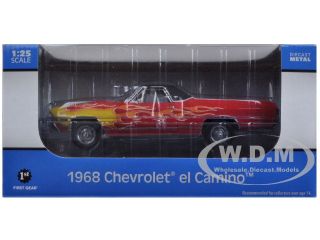 1968 Chevrolet El Camino Red with Flames 1 25 Diecast Model First Gear