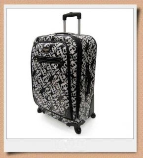 Expandable Carry on in Black/White w/ 360 degree spinner Wheels