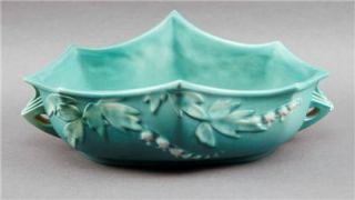 Roseville USA Turquoise Matte Floral Pottery Handled Planter 382 10