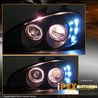 Dual Angel Eyes Halo Projector Headlights w LED Black