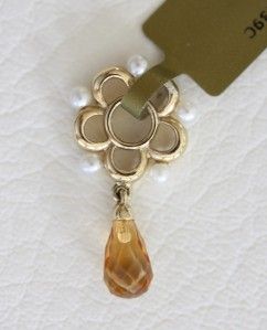 Story Wheels 14k Yellow Gold Briolette Citrine Pearl Charm