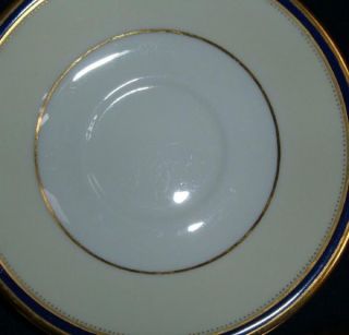 Windsor Pattern Cobalt Blue and Gold Rim Cream Soup Bowls W/Saucer