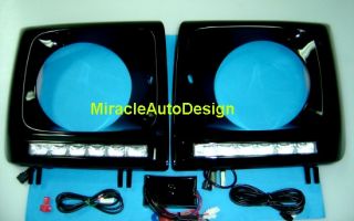 Head Lamp Cover Black with Daytime Running LED 1990 2012 Mercedes W463