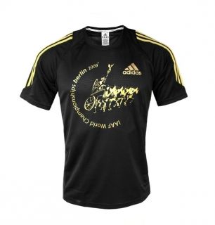 Adidas Elite Tech IAAF BERLIN Running T Shirt 50 M schwarz gold