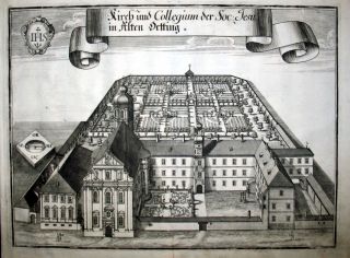 1723 Altötting Jesuitenkolleg Kupferstich Wening
