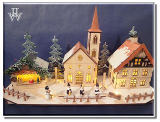 Riesiges Weihnachtsdorf Winterdorf aus Holz mit LED Licht Weihnachten