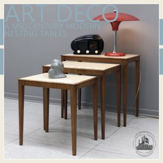 ART DECO À MID CENTURY MODERN NESTING TABLE SATZ TISCH EAMES PANTON