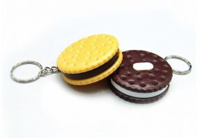 Simulation Cookies With Lights LED Small Key Chain New