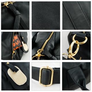 PU Leder Gold Rivet Black Tote Schultertasche Messenger Bag Handtasche