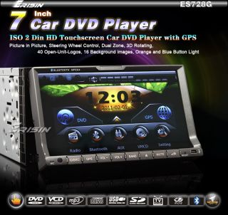 ES728EU 7 2 Din HD Touchscreen Car DVD Player GPS Sat Nav iPod TV