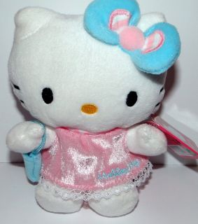 Kitty Sanrio Stofftier Pluesch Plueschtier Cat Rosa Kleid ca 16 cm NEU