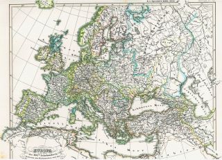 Alte Landkarte EUROPA im 16. Jahrhundert Deutsches Kaiserreich