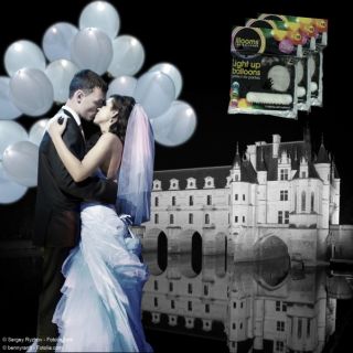 15 selbst leuchtende LED Luftballons weiß   Deko Party Hochzeit