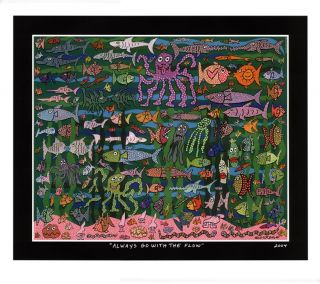 James Rizzi ALWAYS GO WITH THE FLOW Poster Platte 21 *