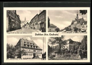 schöne AK Dahlen, Marktplatz, Schloss, Bahnhofsstraße und FDJ
