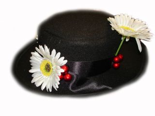Custom Boutique Halloween Mary Poppins Nanny Girls Size Black Felt Hat