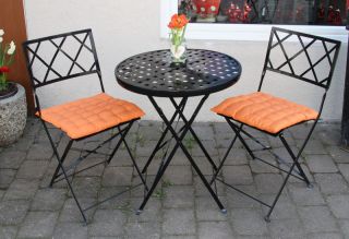 Bistro Garnitur Tisch + 2 Stühle, Ø60cm, Metall