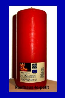 Große Stumpenkerze Dekokerze Kerze rot 200 mm x 80 mm