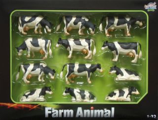 Kids Globe Animals Black & White Farm Cows 12 pack 132 571929