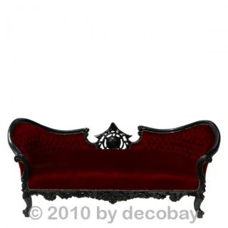 Sofa rot bordeaux im Bezug mit Holz in schwarz Couch