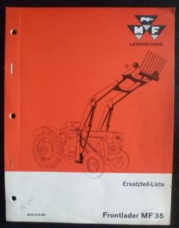 Massey Ferguson Frontlader MF 35 Ersatzteilliste