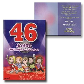 Archie Geburtstagskarte zum 46. Geburtstag Junge Mädchen rot