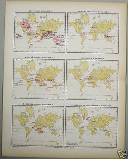 Alte Landkarte 1898 Europäische Kolonien Politik 190