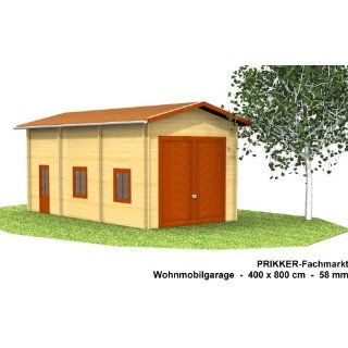 Blockhaus Garage für Wohnmobile   400cm x 800cm   58mm Garage