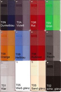Transparente Farben (T0N Dunkelblau nicht) T0A Violett, T0R Rot, T0V