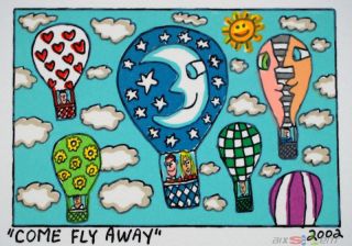 James Rizzi Serie 81 Prints on the wall come fly away 2002